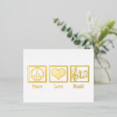 ピースラブミュージックビューティフルミュージシャン金ゴールド 箔シーズンポストカード (立ち正面)