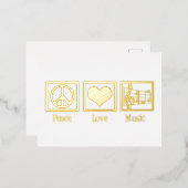 ピースラブミュージックビューティフルミュージシャン金ゴールド 箔シーズンポストカード (正面/裏面)