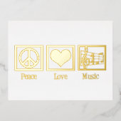 ピースラブミュージックビューティフルミュージシャン金ゴールド 箔シーズンポストカード (正面)