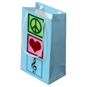 ピースラブミュージックブルーミュージシャンクリスマス スモールペーパーバッグ (裏面アングル)