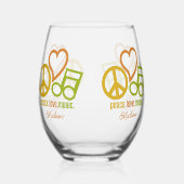 ピースラブミュージック名前をカスタムする ステムなしワイングラス (裏面)