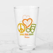 ピースラブミュージック名前をカスタムする タンブラーグラス (正面)