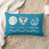 ピースラブメルメイズアートティール（緑がかった色）ランバーピロー ランバークッション (ブランケット)