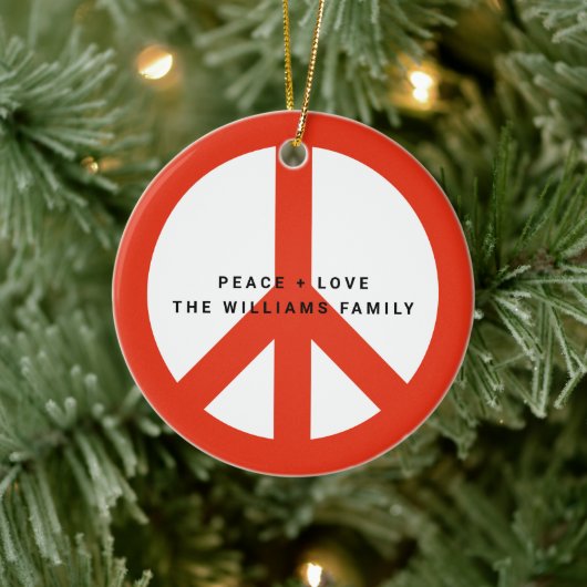 ピースラブモダンカスタマイズ可能なカラーフォトホリデー セラミックオーナメント (ツリー)