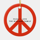 ピースラブモダンカスタマイズ可能なカラーフォトホリデー セラミックオーナメント (正面)