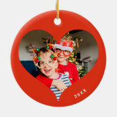 ピースラブモダンカスタマイズ可能なカラーフォトホリデー セラミックオーナメント (裏面)