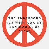 ピースラブモダンクリスマスホリデー差出人住所 ラウンドシール (正面)