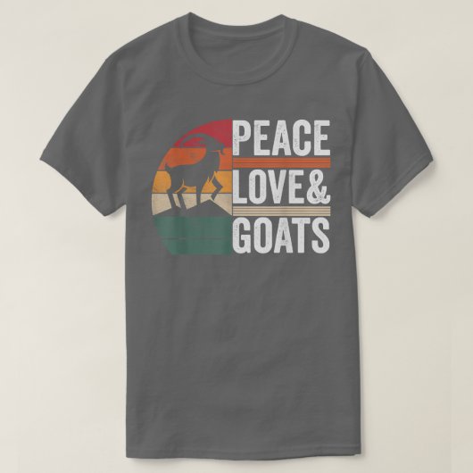 ピースラブヤギ農家農業レトロ Tシャツ (デザイン正面)