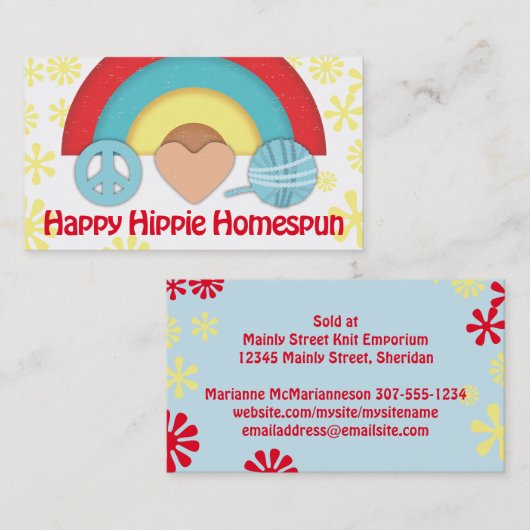ピースラブヤーン虹の編み物クロシェのホームズプン 名刺 (正面/裏面)