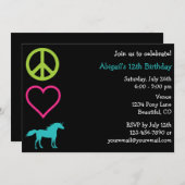 ピースラブユニコーンズガールズ誕生日招待状 招待状 (正面/裏面)