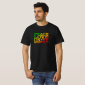 ピースラブユニティ動揺してリスペクトラスタレゲエ Tシャツ (正面フル)