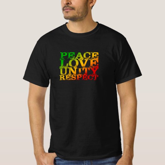 ピースラブユニティ動揺してリスペクトラスタレゲエ Tシャツ (正面)
