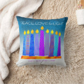 ピースラブライトハヌカはっきりしたキャンドルターコイズ クッション (ブランケット)