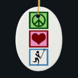 ピースラブラクロス セラミックオーナメント<br><div class="desc">平和のサイン、ハート、ラクロス選手。</div>