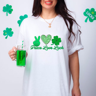 ピースラブラックSt patricks dayグリーンヒョウ Tシャツ