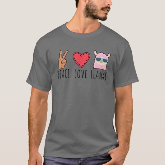 ピースラブラマおもしろい Tシャツ (正面)