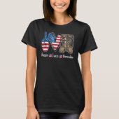 ピースラブリマコンバットブーツアメリカ国旗の退役軍人 Tシャツ (正面)