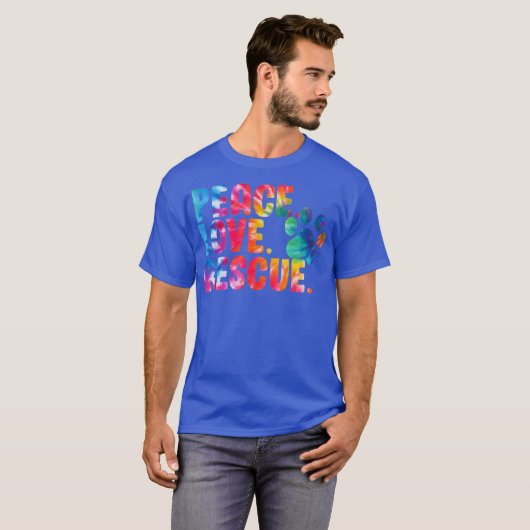 ピースラブレスキュー犬の恋人の親が採用タイ Tシャツ (正面フル)