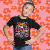 ピースラブロックンロールレトロ70sヴィンテージ サイケデリック トライブレンドＴシャツ