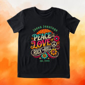 ピースラブロックンロールレトロ70sヴィンテージ サイケデリック ベビーTシャツ