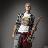 ピースラブロックンロールレトロ70sヴィンテージ サイケデリック tシャツ