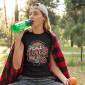 ピースラブロックンロールレトロ70sヴィンテージ サイケデリック tシャツ