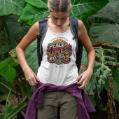 ピースラブロックンロールレトロ70sヴィンテージ サイケデリック tシャツ