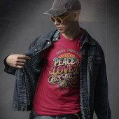 ピースラブロックンロールレトロ70sヴィンテージ サイケデリック tシャツ
