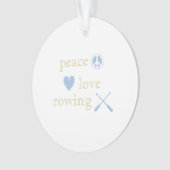 ピースラブローイングクルーハートオーレスブルーと金ゴールド オーナメント (正面)