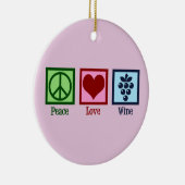 ピースラブワインカントリーピンクのクリスマス セラミックオーナメント (右)
