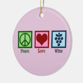 ピースラブワインカントリーピンクのクリスマス セラミックオーナメント (左)