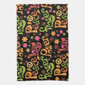 ピースラブワードアートGroovy Vibesスローガン キッチンタオル (縦)
