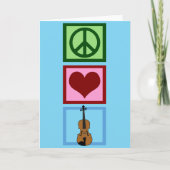 ピースラブヴァイオリンかわいいブルーバイオリニストクリスマス シーズンカード (正面)