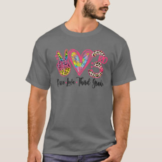 ピースラブ三年生おもしろいレオパード教え生 Tシャツ