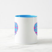 ピースラブ信仰喜びアクアピンクハートレトロマグ マグカップ (中央)