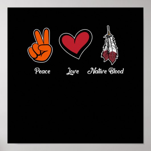 ピースラブ先住民ブラッド先住民アメリカンデー ポスター (正面)