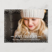 ピースラブ喜びスクリプトカスタムフォト紙吹雪ドット シーズンポストカード (正面)