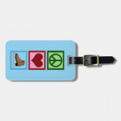 ピースラブ姿スケートで滑るアイススケート ラゲッジタグ (正面横)