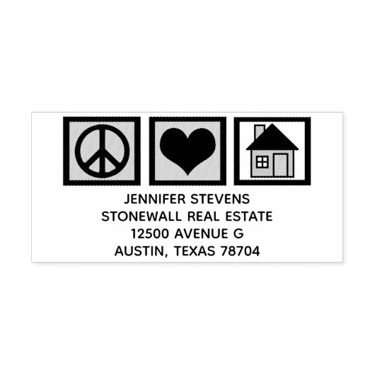 ピースラブ実在エステートかわいい不動産仲介業者差出人住所 セルフインキングスタンプ (デザイン)