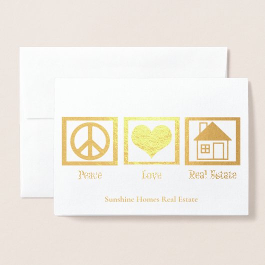 ピースラブ実在エステートカンパニーホリデーカスタム金ゴールド 箔カード (封筒付き正面)