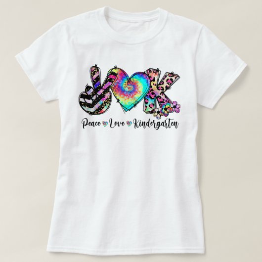 ピースラブ幼稚園先生学生記念茶 Tシャツ (デザイン正面)