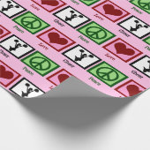 ピースラブ応援かわいいピンクチアリーダー誕生日 ラッピングペーパー (角)