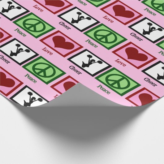 ピースラブ応援かわいいピンクチアリーダー誕生日 ラッピングペーパー (角)