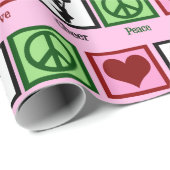 ピースラブ応援かわいいピンクチアリーダー誕生日 ラッピングペーパー (ロールコーナー)