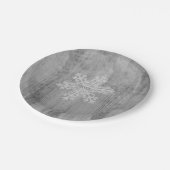 ピースラブ応援シルバースノーフレークホリデーパーティー ペーパープレート (アングル)