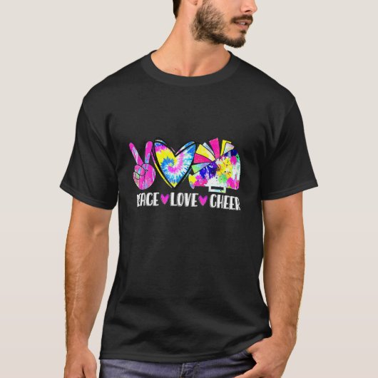 ピースラブ応援絞り染めチアリーティングチアリーダー Tシャツ (正面)
