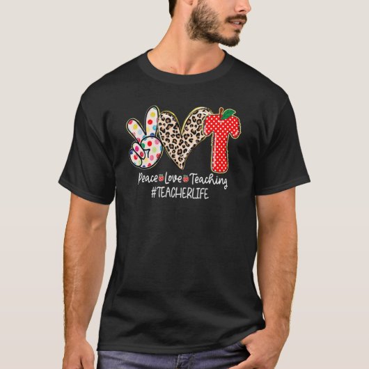 ピースラブ教えの先生ライフ新学期 Tシャツ (正面)