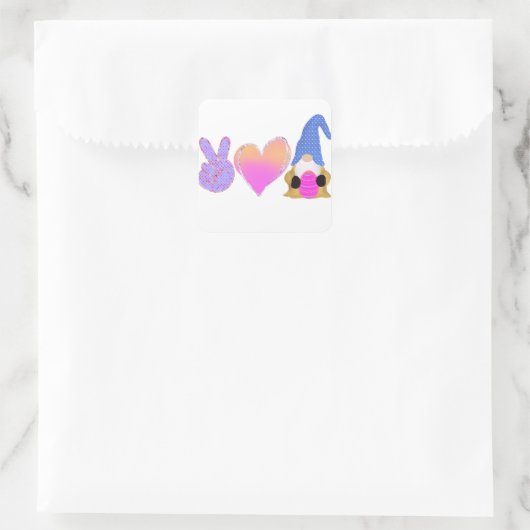 ピースラブ格言 |かわいいイースターパステル昇華 スクエアシール (バッグ)