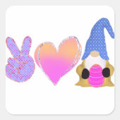 ピースラブ格言 |かわいいイースターパステル昇華 スクエアシール (正面)