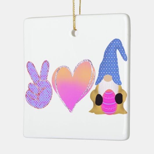 ピースラブ格言 |かわいいイースターパステル昇華 セラミックオーナメント (左)